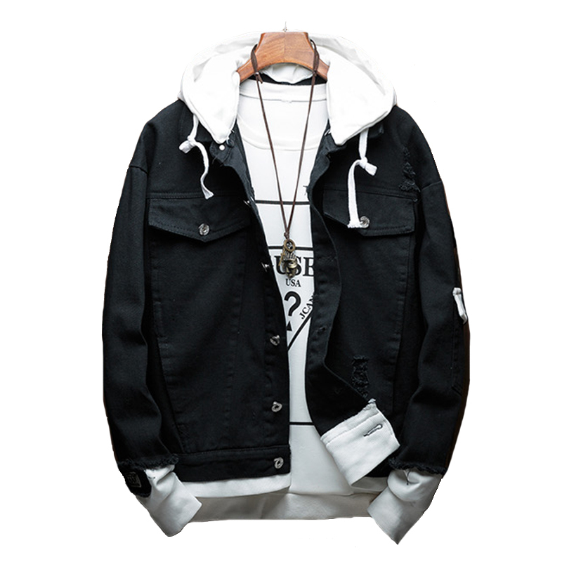 Men Spring Autumn Patchwork Denim Jeans Jackets Coats Male Casual Fashion Slim Fit Hooded Jackets Cardigans T200319