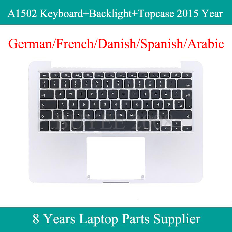 

Laoptop Original Topcase A1502 2020 For Pro German French Danish Spanish Arabic A1502 Keyboard Backlight Top Case EU UK