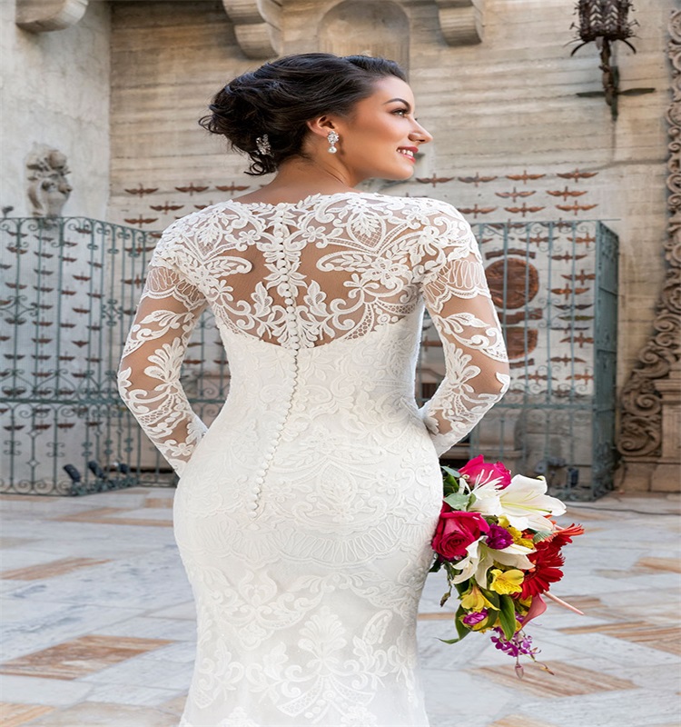 Gorgeous Mermaid Wedding Dresses Sweetheart Long Sleeves Appliques Lace Chic Bridal Gowns Sweep Train Custom Made Vestidos De Novia