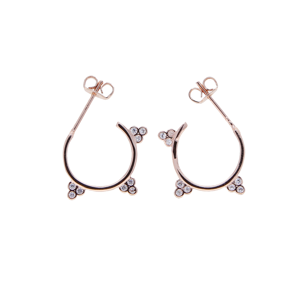 Drop ship women lady tiny stud earring with 3pcs cz paved mini round wedding party earring jewelry wholesale gold silver color