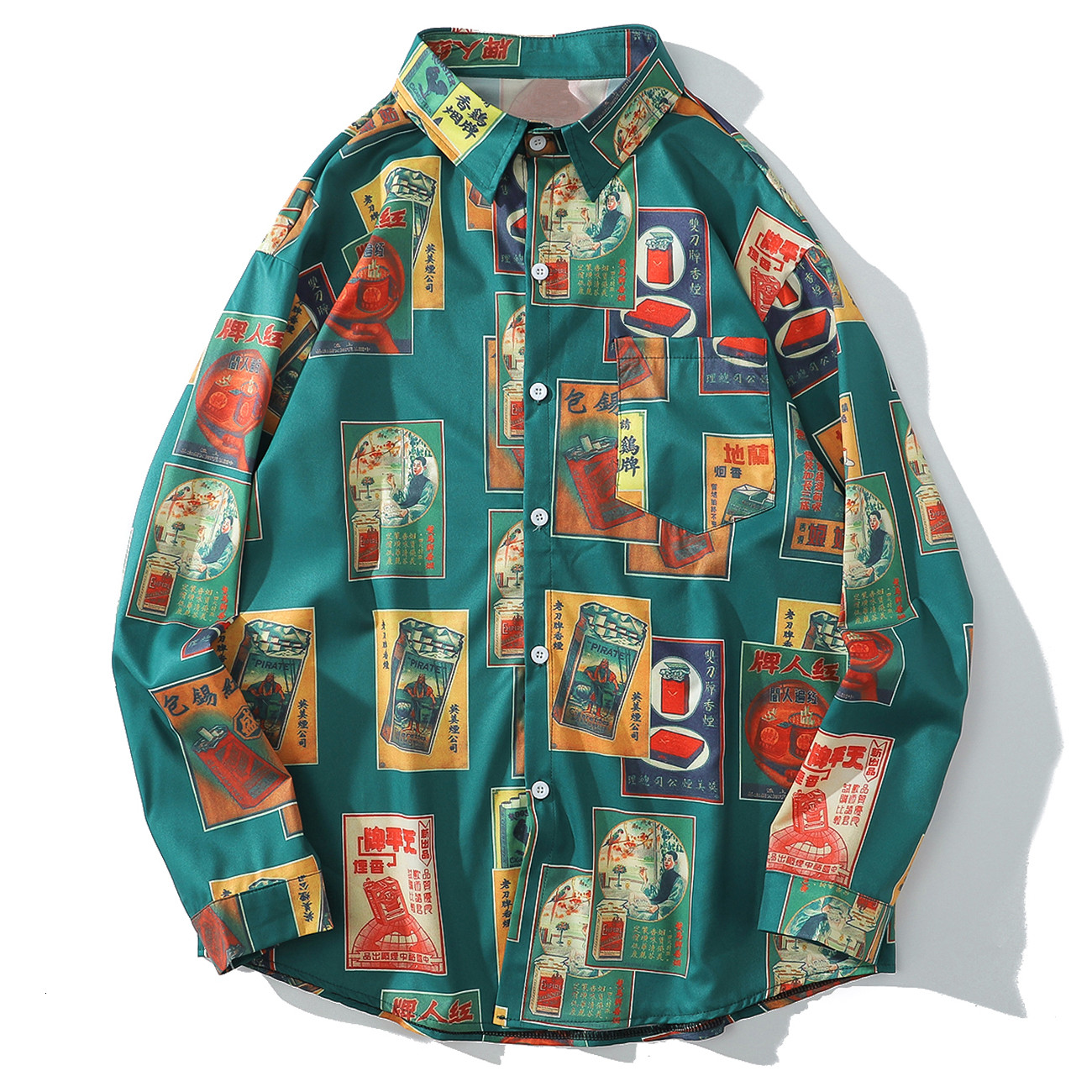 2021 New Hawaiian Beach Shirts Harajuku Streetwear Vintage Poster Print Long Sleeve Shirt Men Cotton Loose Tops 6aiw, Green
2021 New Hawaiian Beach Shirts Harajuku Streetwear Vintage Poster Print Long Sleeve Shirt Men Cotton Loose Tops 6aiw, Green