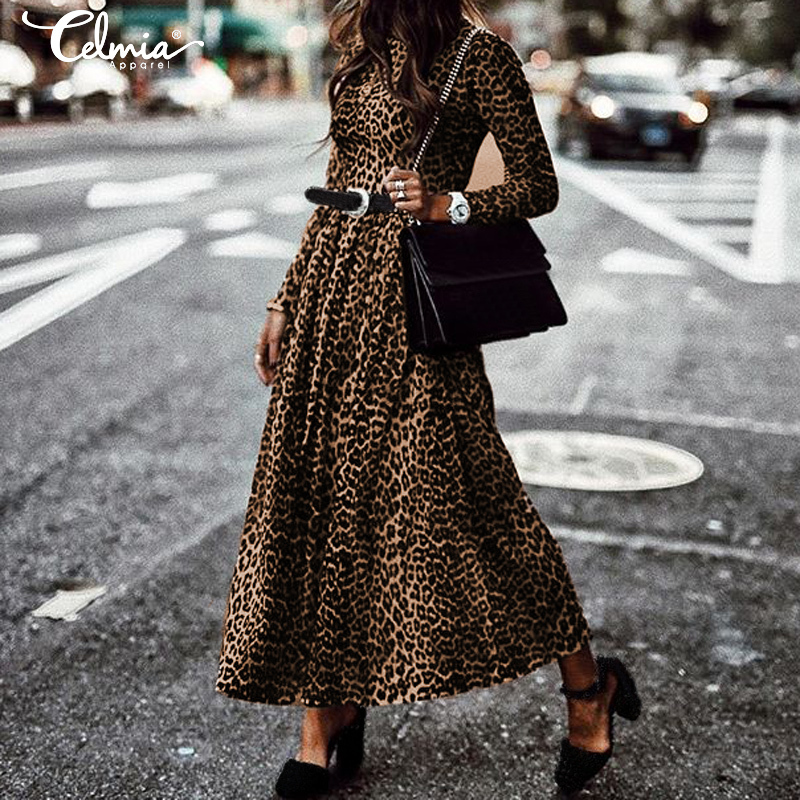 Women's Dress Fashion Ladies Retro Leopard Print Dresses Celmia Round Neck Long Sleeve Casual Pleated Maxi Vestidos S-5XL Y200120, White;black
Women's Dress Fashion Ladies Retro Leopard Print Dresses Celmia Round Neck Long Sleeve Casual Pleated Maxi Vestidos S-5XL Y200120, White;black