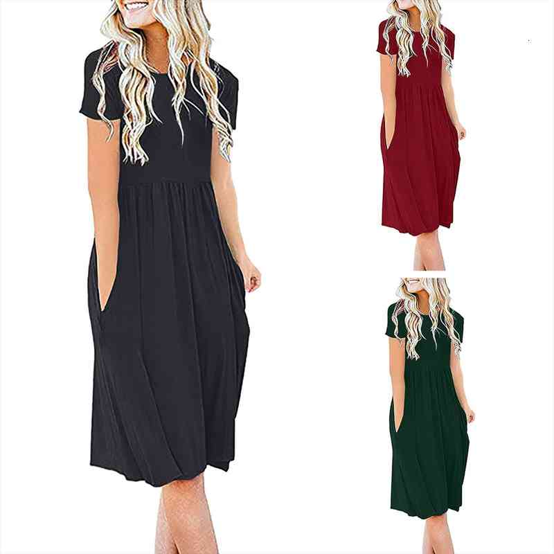 fashion womens summer dress casual loose solid short sleeved dress lady high-waisted beach with pockets vestidos mujer, Black;gray
fashion womens summer dress casual loose solid short sleeved dress lady high-waisted beach with pockets vestidos mujer, Black;gray