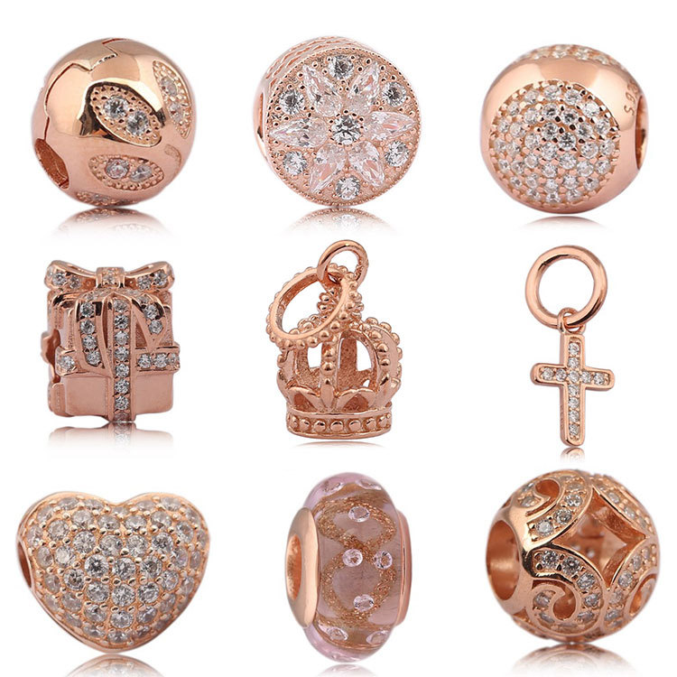 925 Sterling Silver Crystal Clear CZ cd Rose gold Charms European Beads Fit Pandora Snake Chain Bracelet Charms Jewelry DIY Making
925 Sterling Silver Crystal Clear CZ cd Rose gold Charms European Beads Fit Pandora Snake Chain Bracelet Charms Jewelry DIY Making