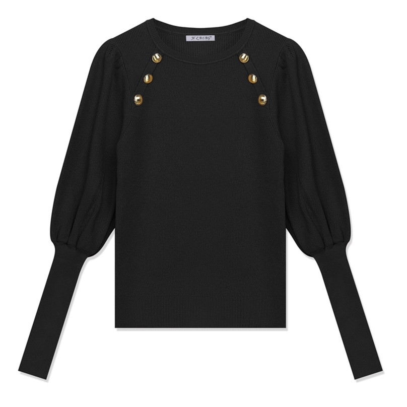 HLBCBG High quality puff sleeves Womens Sweaters Fashion Knitted Pullover Sweater Fall Winter Soft Female Jumper Top Jersey Pull 201225