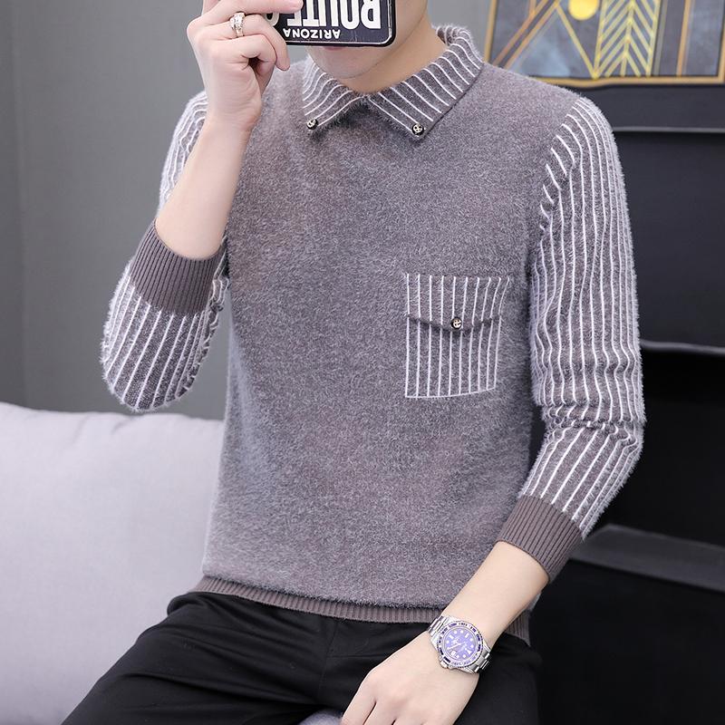 2020 Mens Knitted Sweater Autumn Winter Casual Shirt collar stripes Pullover Vintage Black Slim Fit Sweaters Male
2020 Mens Knitted Sweater Autumn Winter Casual Shirt collar stripes Pullover Vintage Black Slim Fit Sweaters Male