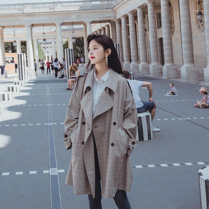 New women trench coat autumn and winter 2020 vintage plaid double-breasted mid-length trench coat with large lapel1, Beige
New women trench coat autumn and winter 2020 vintage plaid double-breasted mid-length trench coat with large lapel1, Beige