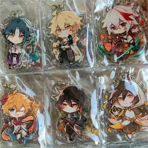 50PC Anime Keychain Genshin Impact Morax Scaramouche Cosplay for Men Car Key Chain Women Accessories Bag Pendant Key Ring Friend Gift Y220225