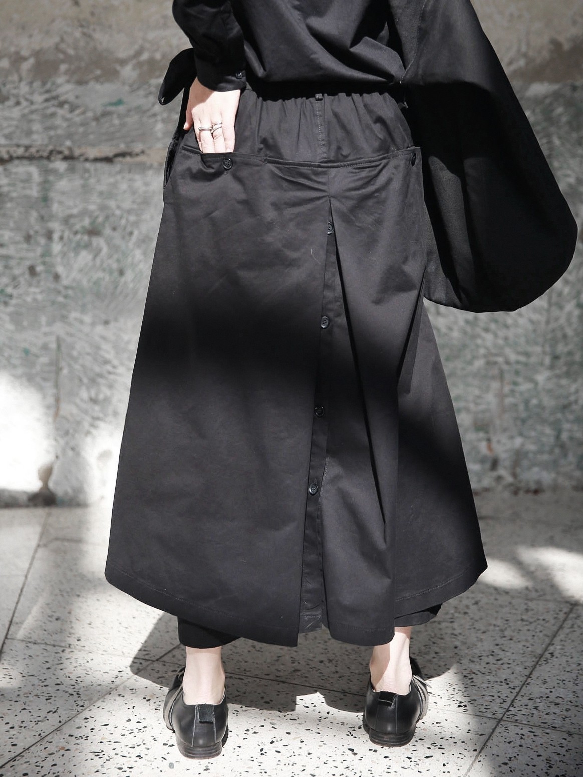 [EAM] New Spring High Elastic Waist Black Loose Vent Loose Long Wide Leg Pants Trousers Women Fashion Tide JI084 201109