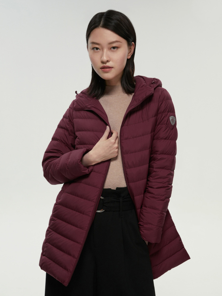 BOSIDENG new mid-length large size down jacket for female women hooded down jacket thin light long down coat B00131014B 201019