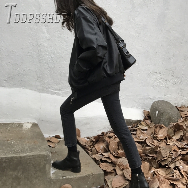 Pu Leather Women Korean Coat Thick Windproof Locomotive Style Plus Size Female Jacket 201020