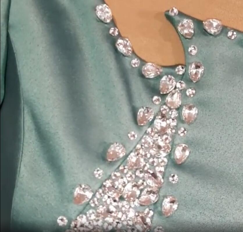 Aso Ebi 2020 Arabic Luxurious Crystals Sexy Evening Dresses Long Sleeves Prom Dresses Sheath Formal Party Second Reception Gowns ZJ446