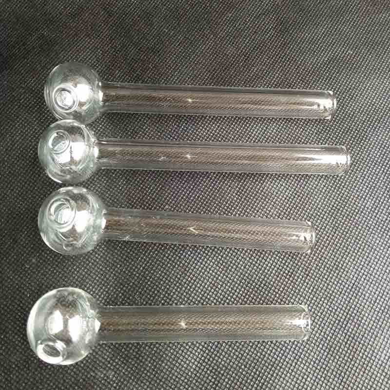 12cm clear Pyrex oil burner Smoking pipe 2mm thickened glass tube Big Ball for water bongs rigs Hookahs Bubbler Tools