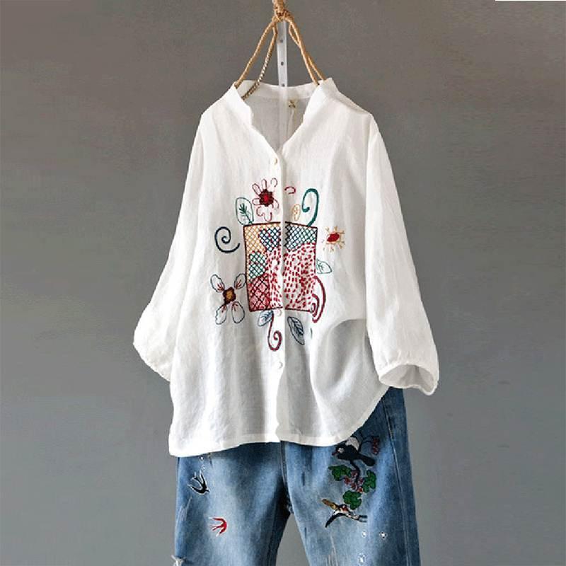 Autumn Vintage Embroidery Blouse Women Long Sleeve Cotton Linen Shirt Femme Robe Floral Blusas Casual Buttons Tops Femininas, Pink
Autumn Vintage Embroidery Blouse Women Long Sleeve Cotton Linen Shirt Femme Robe Floral Blusas Casual Buttons Tops Femininas, Pink