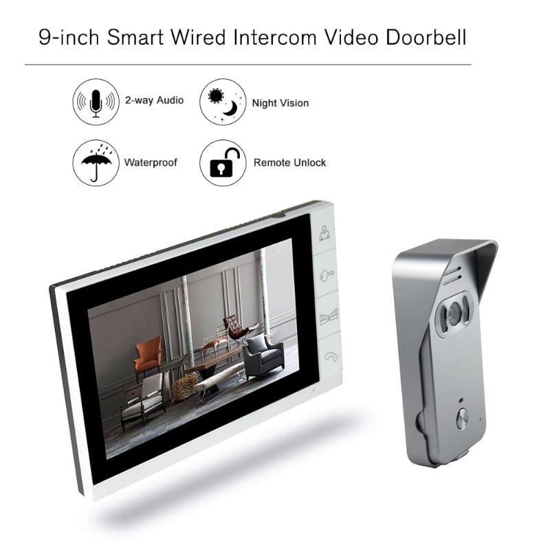 9-inch LCD Color Video Door Phone Intercom System Night Vision Camera Kit IR Night Vision Camera Door Bell for Apartment Home
9-inch LCD Color Video Door Phone Intercom System Night Vision Camera Kit IR Night Vision Camera Door Bell for Apartment Home