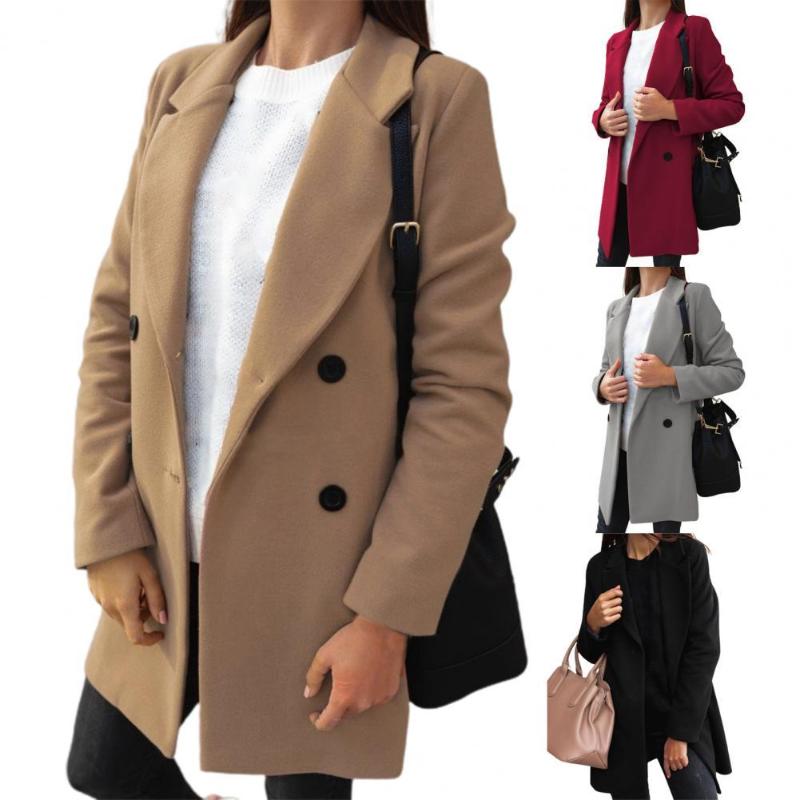 Women's Wool & Blends Elegant Women Coat Solid Color Turn-down Collar Long Sleeve Thick Autumn Lady Warm Formal Jacket For Work Female Outer, Black
Women's Wool & Blends Elegant Women Coat Solid Color Turn-down Collar Long Sleeve Thick Autumn Lady Warm Formal Jacket For Work Female Outer, Black