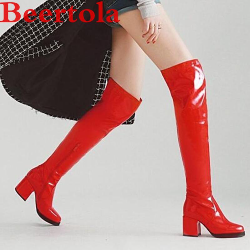 Patent Leather Large Size Women's Boots Knee-High Round Toe Zip Short Plush 7CM Heels Botas Mujer Red Black Fashion Shoes Women, As pics
Patent Leather Large Size Women's Boots Knee-High Round Toe Zip Short Plush 7CM Heels Botas Mujer Red Black Fashion Shoes Women, As pics