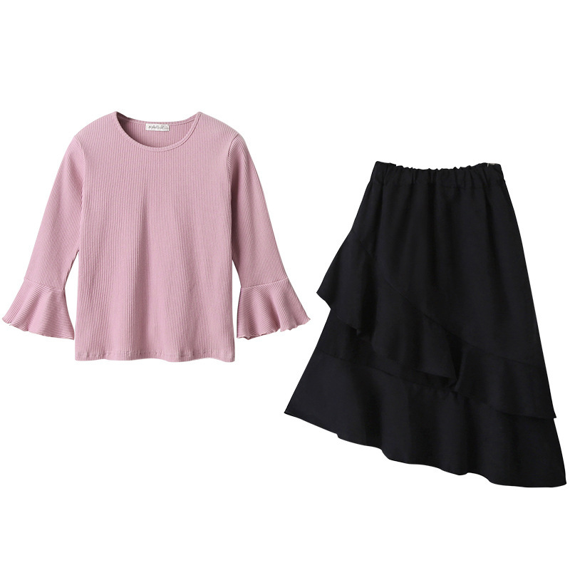 Baby Girl Outfits 2020 New Big Girls Clothes Kids Autumn Spring T Shirt+ Long Skirt Clothing Suit 2pcs Children Set FashionX1019