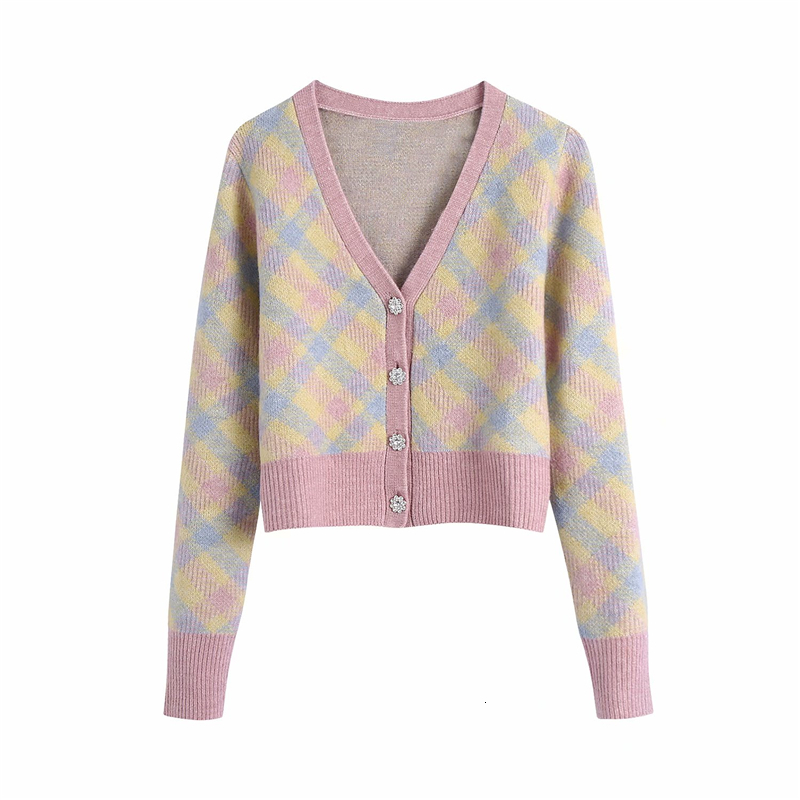 2021 New Sweet Women Rhombus Plaid Sweaters Fashion Ladies V-neck Knitted Coats Streetwear Female Chic Diamonds Button Cardigan 3bx5, Pink
2021 New Sweet Women Rhombus Plaid Sweaters Fashion Ladies V-neck Knitted Coats Streetwear Female Chic Diamonds Button Cardigan 3bx5, Pink