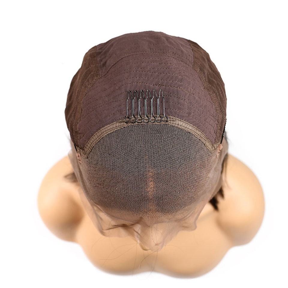 New natural soft Short Wig Heat Resistant Wavy Hair Wigs blonde color Synthetic Lace Front Wig Side Part Glueless Wig For Women