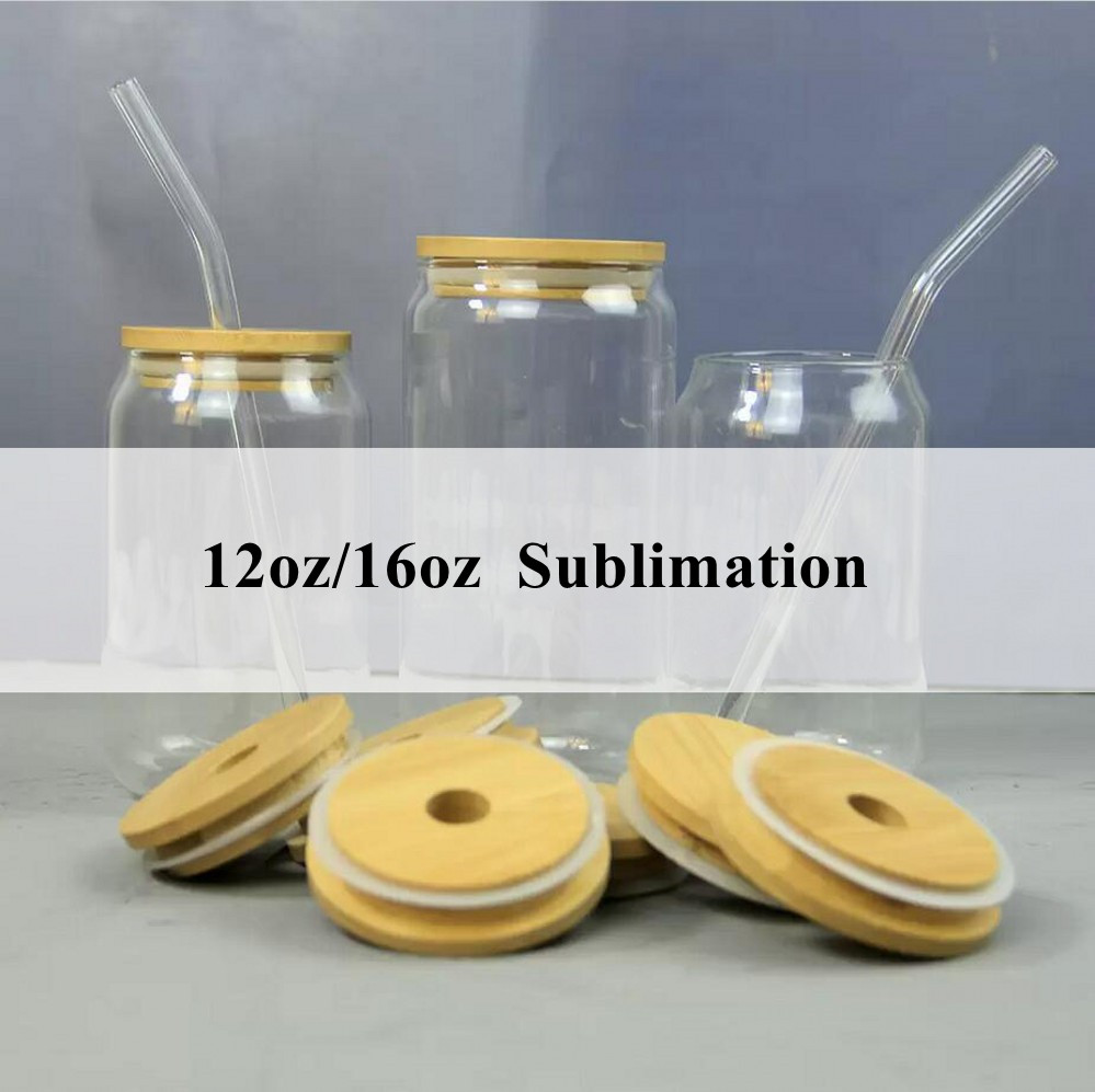 12oz/16oz Sublimation Blank Glass Beer Mugs Can Shaped Cups Soda Tumbler Drinking Mason Jar Juice Glasses With Bamboo Lid And Reusable Straw, As showed
12oz/16oz Sublimation Blank Glass Beer Mugs Can Shaped Cups Soda Tumbler Drinking Mason Jar Juice Glasses With Bamboo Lid And Reusable Straw, As showed