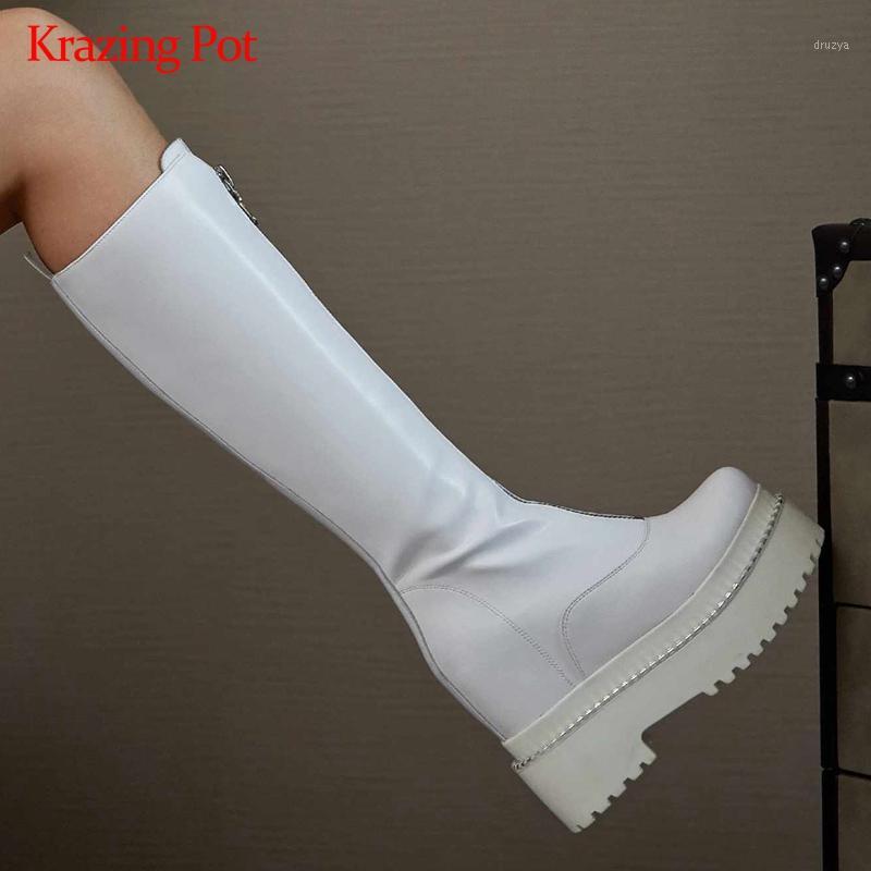 Krazing pot fashion boots genuine leather thick bottom platform increasing round toe high heel zipper mature knee high boots L371, Black
Krazing pot fashion boots genuine leather thick bottom platform increasing round toe high heel zipper mature knee high boots L371, Black