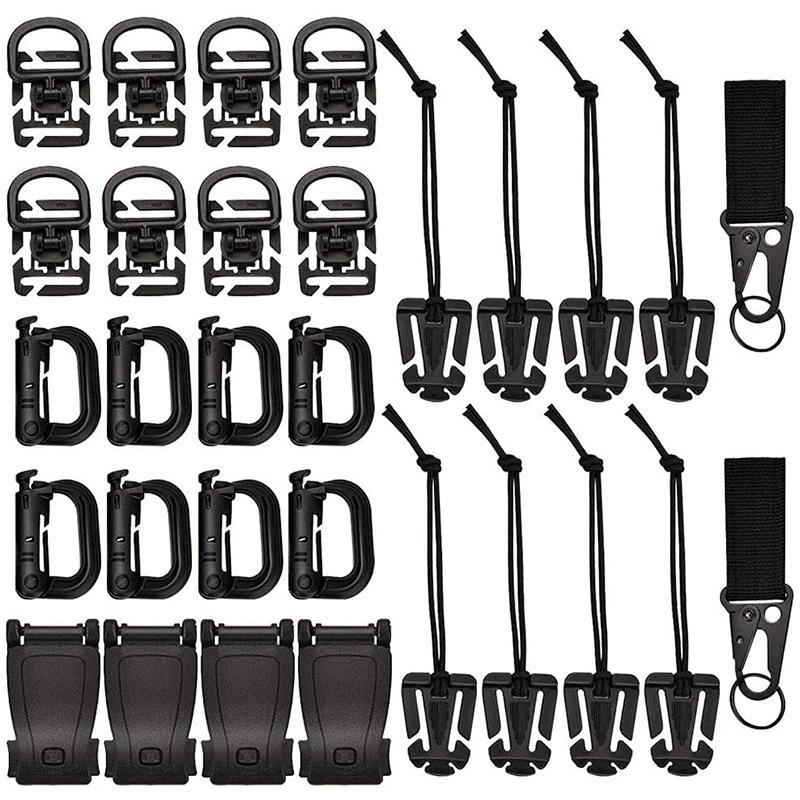 30Pcs for Molle Attachments Kit, Gear Clip Strap for Backpack, Include D-Ring inators Key Ring Holder
30Pcs for Molle Attachments Kit, Gear Clip Strap for Backpack, Include D-Ring inators Key Ring Holder