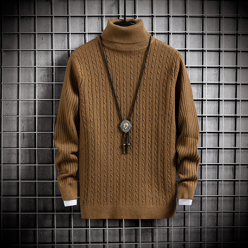 Turtleneck slim sweater men autumn winter kintted pullovers mens wool warm sweaters o-neck solid color knitwears streetwear 201211