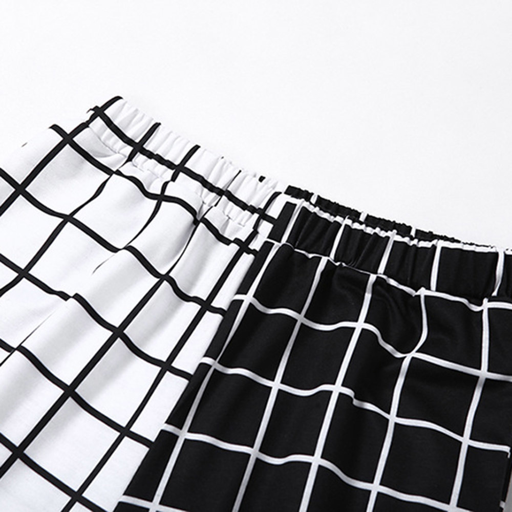 Rosetic Checkerboard Plaid Casual Pants Women Black White Print Patchwork Gothic Hip Hop Streetwear Girl Sweatpants Jogger 201228