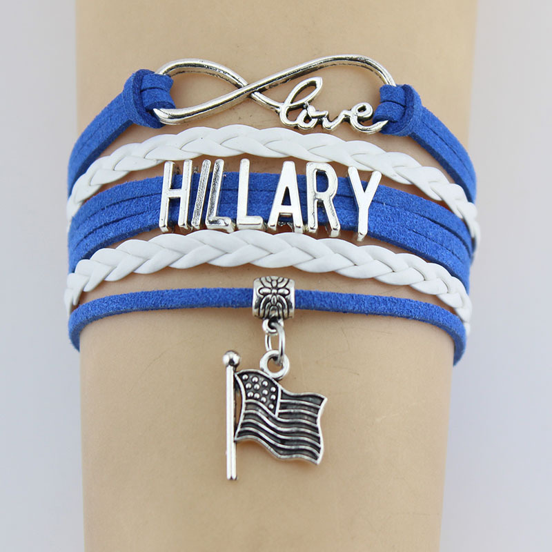 Infinity Love Hillary Flag Charms Bracelets & Bangles Leather Braid Wrap Bracelet Gifts for Men Women Fashion Jewelry
Infinity Love Hillary Flag Charms Bracelets & Bangles Leather Braid Wrap Bracelet Gifts for Men Women Fashion Jewelry