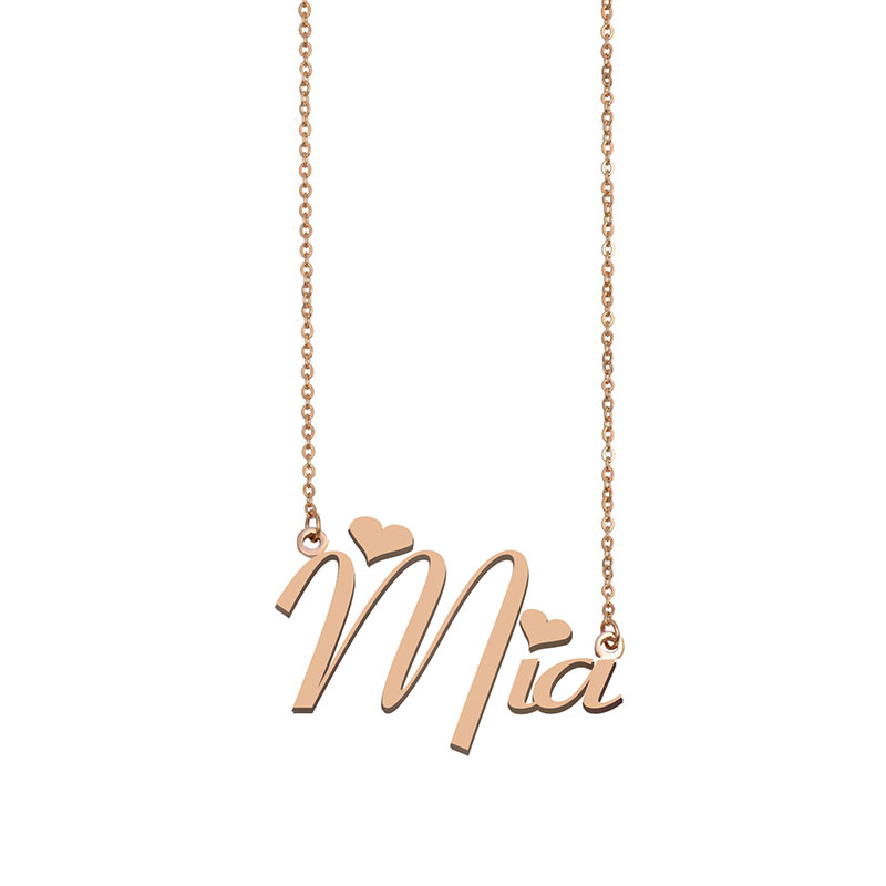 Mia Name Necklace for Women Custom Nameplate Pendant Girl Birthday Gift Kids Best Friends Jewelry 18k Gold Plated Stainless Steel Jewelry Gift