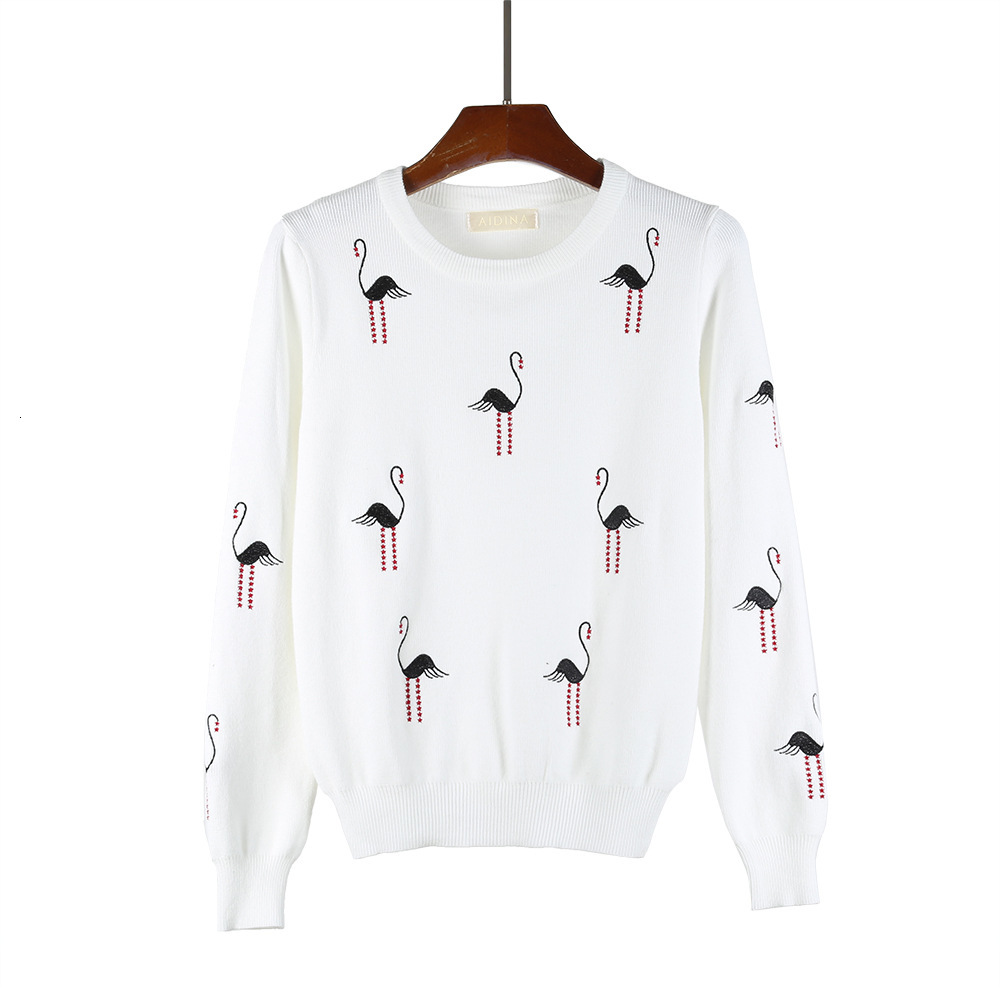 2021 New White Crane Embroidery Sweater Round Neck Fashion Pullover Loose Casual Long-sleeved Bottoming Tops Women Clothing Sths
2021 New White Crane Embroidery Sweater Round Neck Fashion Pullover Loose Casual Long-sleeved Bottoming Tops Women Clothing Sths