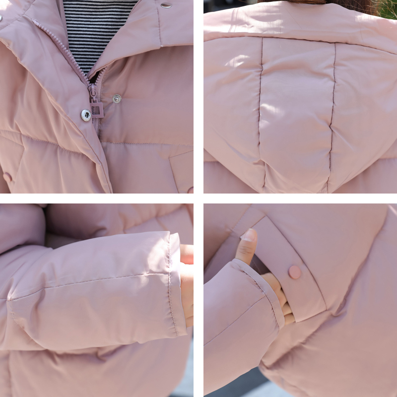 Winter Basic Puffer Jacket Women Solid Parka Coats Plus Size Hooded Thick Stand Collar Cotton Padded Casual Vetement Femme 201027