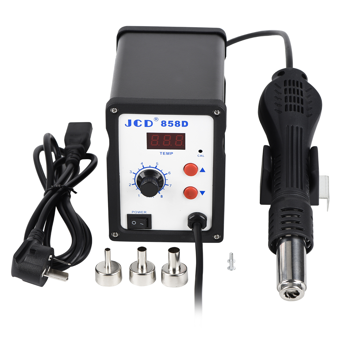 JCD Hot air gun 858D 700W soldering station 110V 220V BGA Rework SMD SMT welding repair tool Heat gun LED Digital Solder station
JCD Hot air gun 858D 700W soldering station 110V 220V BGA Rework SMD SMT welding repair tool Heat gun LED Digital Solder station