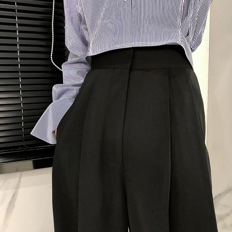 TWOTWINSTYLE Trouser For Women High Waist Causal Loose Wide Leg Pants Female Autumn Korean Fashion Elegant Tide 201109