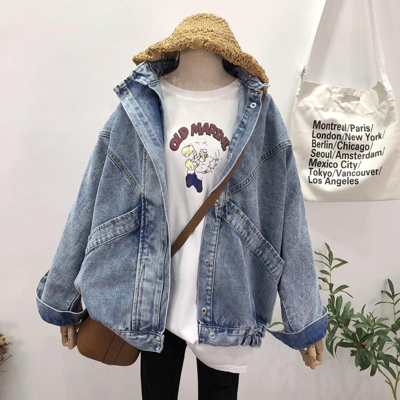 Vintage Women Jacket 2020 New Spring Oversize Denim Jackets Bf Style Loose Blue Basic Jeans Coat Female Outwear Bomber Jacket