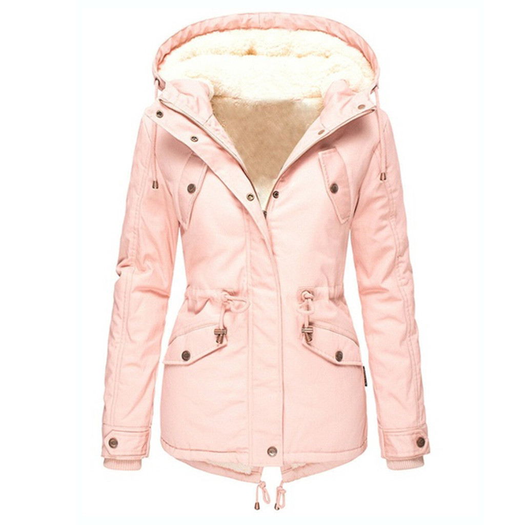 Casual Winter Jacket Women Warm Coat Winter Women Long Sleeve Pure Color Fleece Thickening Women Parkas Outwear 201127