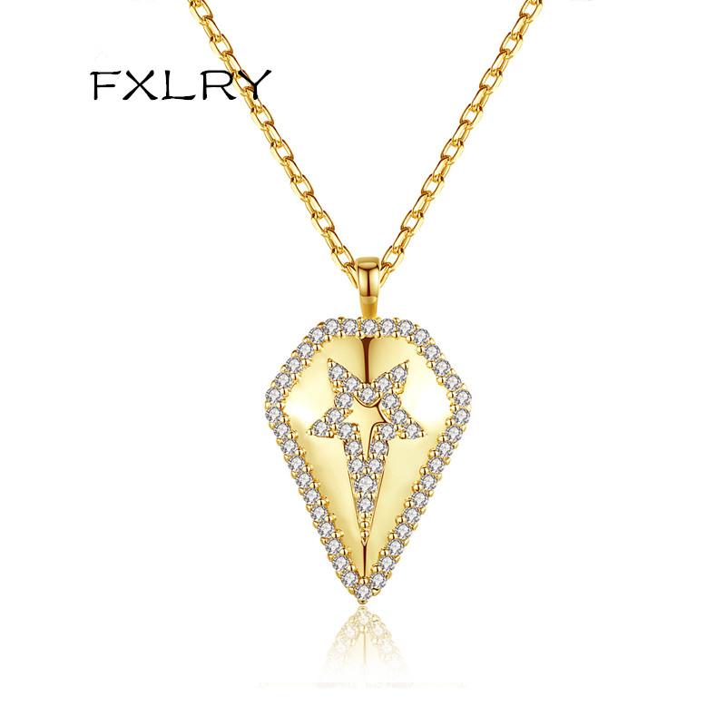 FXLRY personality Gold-Color Cubic Zircon Pentagonal Long Gold-Color Link Chain Pendant Necklace Fashion Jewelry
FXLRY personality Gold-Color Cubic Zircon Pentagonal Long Gold-Color Link Chain Pendant Necklace Fashion Jewelry