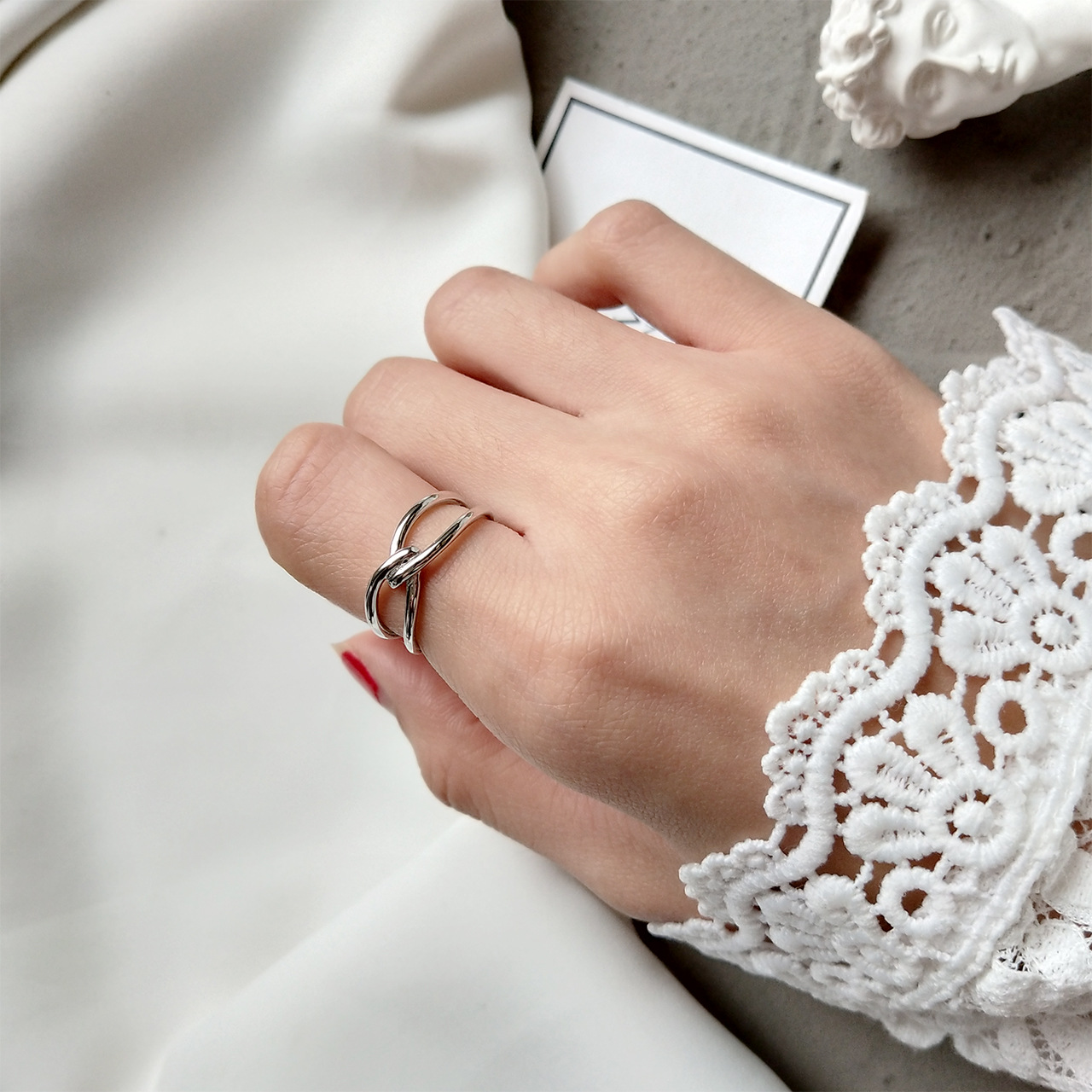 New minimalism design 925 sterling silver vintage jewelry handmade designer adjustable rings knot shape open wires rings for women
