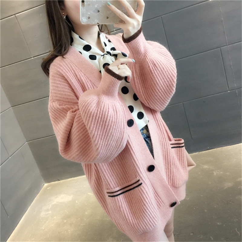New Female Autumn Unique Breasted Mesh Open Point Ladys Casual Women's Knitted Sweater Bm3a, Pink.