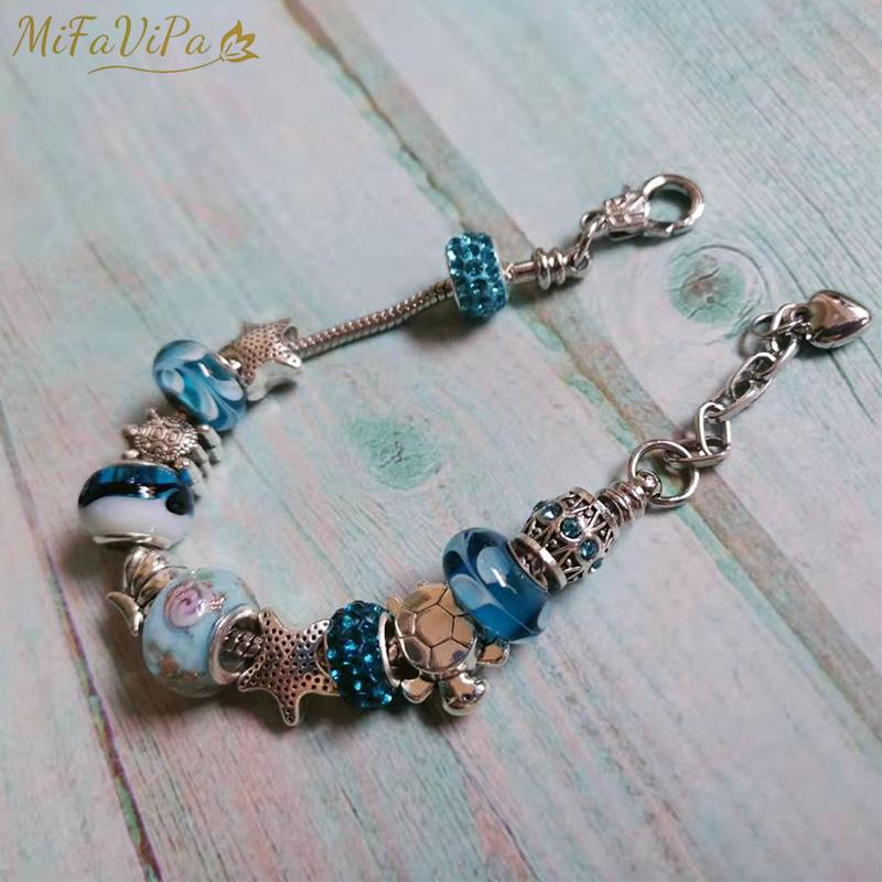 Charm Bracelets MiFaViPa Fashion Blue Crystal Bracelet Star Tortois Pandent Jewelry For Women Alloy Silve Color Antique
Charm Bracelets MiFaViPa Fashion Blue Crystal Bracelet Star Tortois Pandent Jewelry For Women Alloy Silve Color Antique