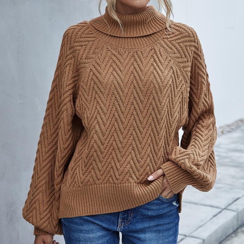 Autumn 2020 New Style Lantern Sleeve women' knitting European and American women' loose Pullover high neck sweater, Brown
Autumn 2020 New Style Lantern Sleeve women' knitting European and American women' loose Pullover high neck sweater, Brown