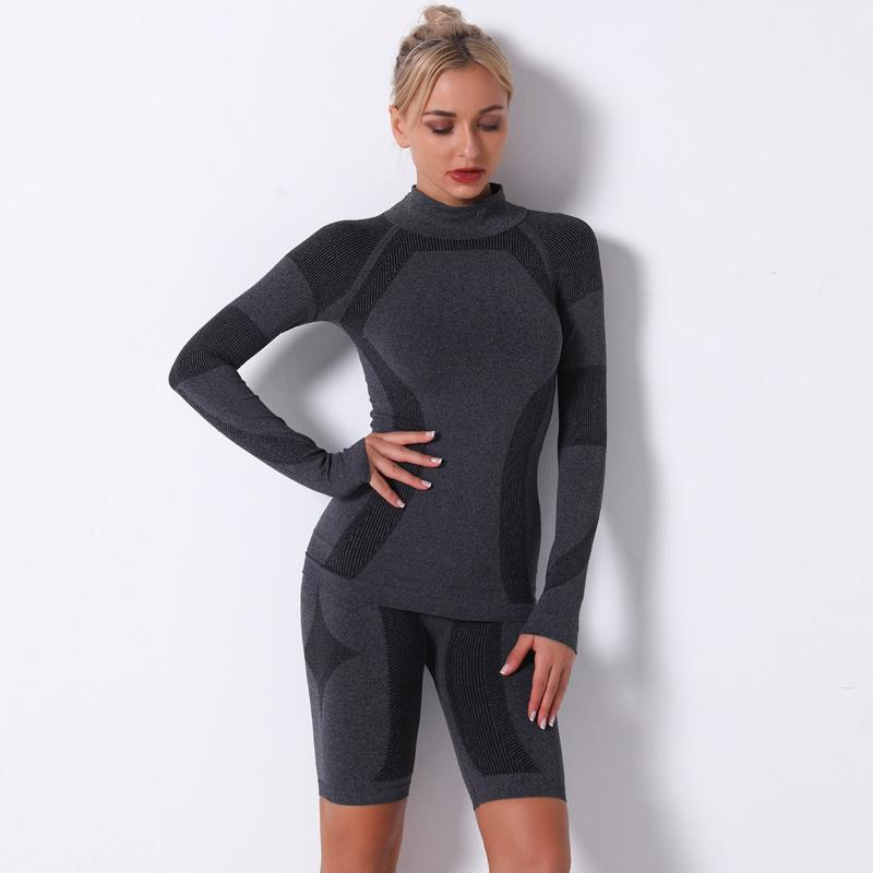 Seamless Fitness Suit 2020 Active Wear Women Long Sleeve Shorts Sports Kit Work Out Clothing Women Knit Yoga Gym Set1, Suit-dark gray
Seamless Fitness Suit 2020 Active Wear Women Long Sleeve Shorts Sports Kit Work Out Clothing Women Knit Yoga Gym Set1, Suit-dark gray