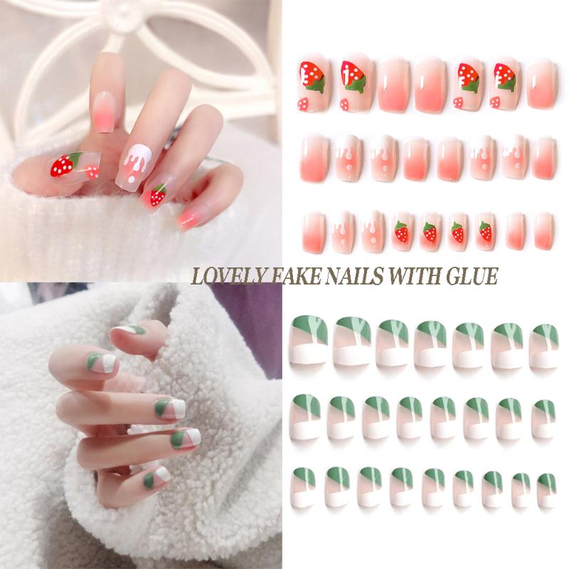24Pcs False Nail Art Tips Strawberry Gradient Color Lovely Fake Nails With Glue Full Cover Short False Nail Art
24Pcs False Nail Art Tips Strawberry Gradient Color Lovely Fake Nails With Glue Full Cover Short False Nail Art