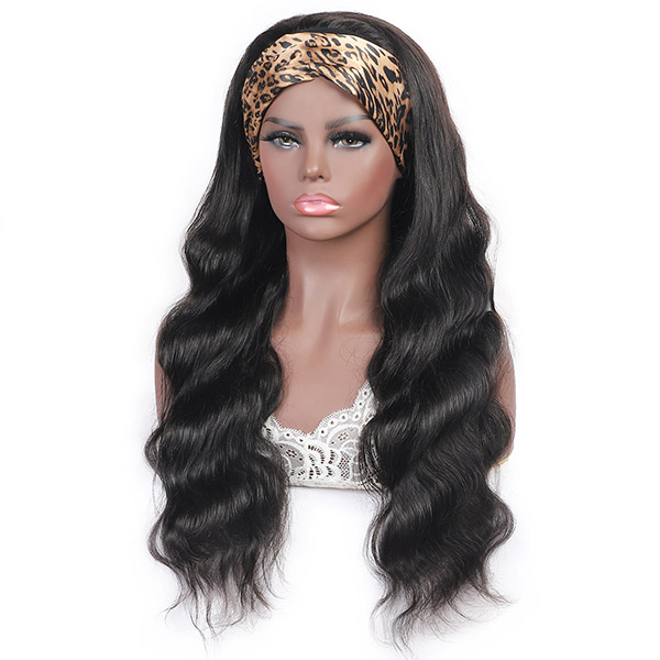 Ishow 8-30inch Virgin Human Hair Wigs With Headbands Body Yaki Straight Water None Lace Headband Wig Loose Deep Curly for Women Girls All Ages Natural
