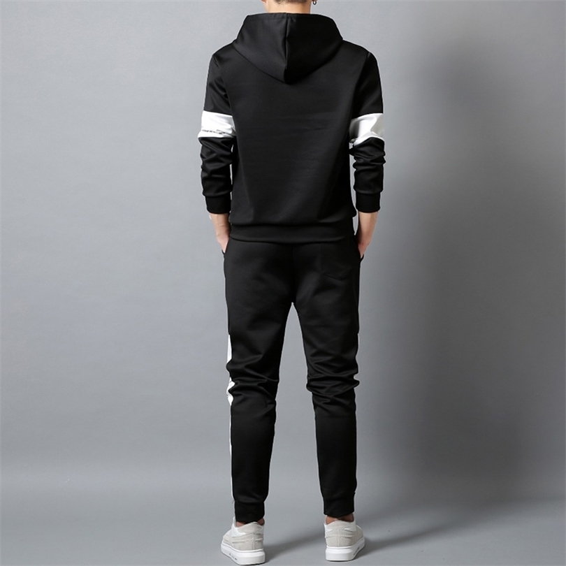Patchwork Tracksuits Men's Sets Spring Autumn Hooded Sweatshirt Suit Mens Sportswear Pullover Two Piece Set Casual Male Sets 201210
