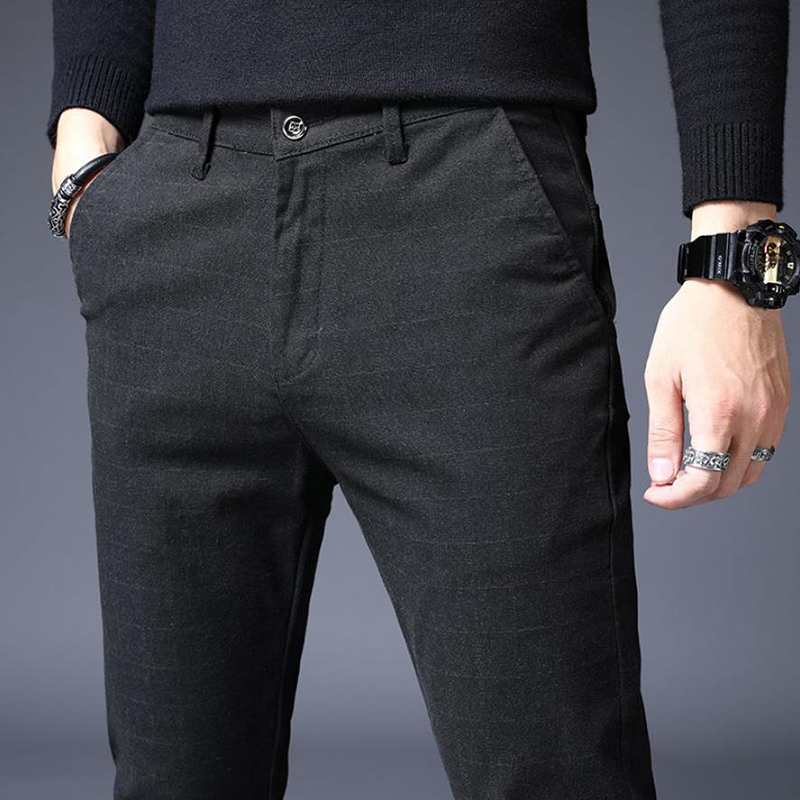 Men's Stretch Stripe Casual Pants Mens Four Seasons High Quality Business Trousers Men's Straight Harem Pants 201027