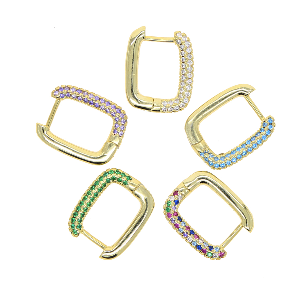 Top Quality Women Fashion CZ Small Hoop Earrings Elegant Statement Gold Color Rainbow Huggie Earring for Girls Wedding Jewelry Gifts