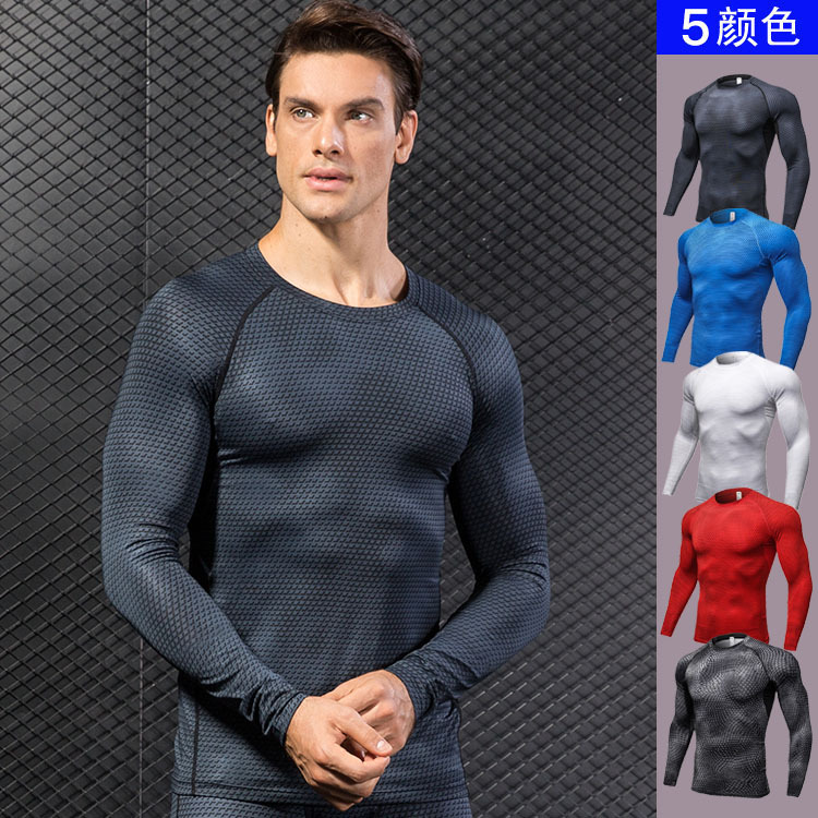 3D Print T-Shirt Men's Running Shirt Compression Tights Breathable Long Sleeve Sports Rashguard Jersey Free Shipping