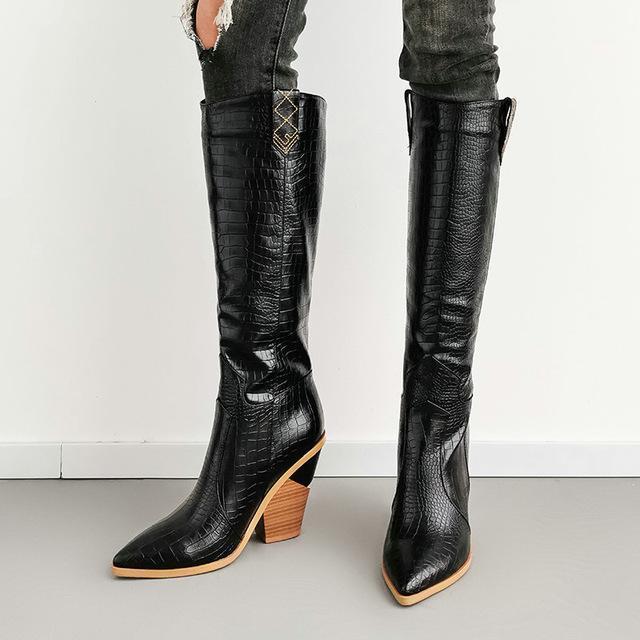 Black Yellow White Knee High Boots Western Cowboy Boots for Women Winter Long Women Shoes Pointed Toe Motorcycle1, As the picture
Black Yellow White Knee High Boots Western Cowboy Boots for Women Winter Long Women Shoes Pointed Toe Motorcycle1, As the picture